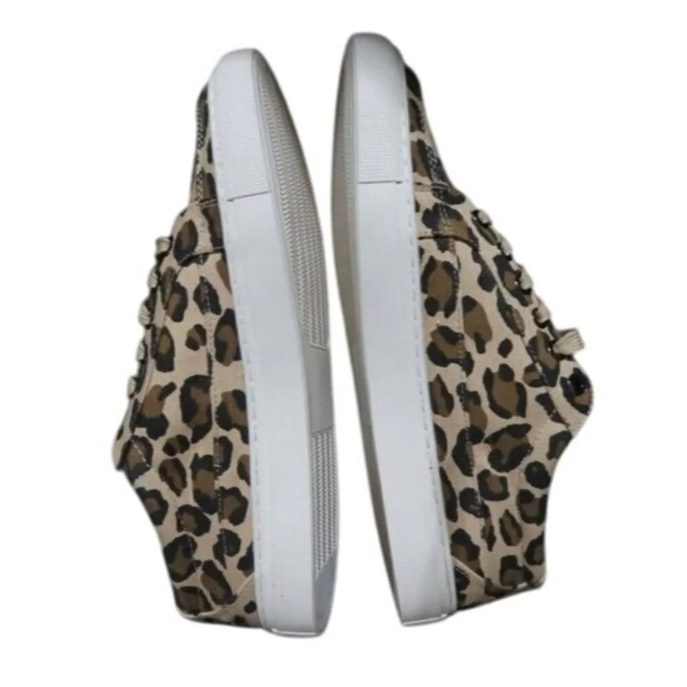 Boutique by Corkys Puzzle Leopard Spot Canvas Leather Sneakers sz 10 New in box